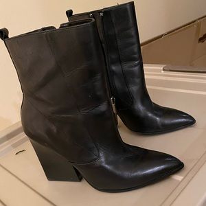 Black leather boots